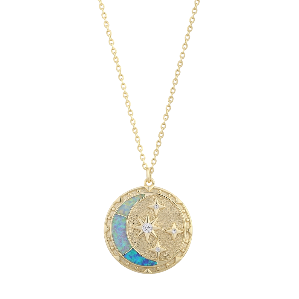 PLN03303 Halskjede i 925 sterlings&oslash;lv med opal og CZ