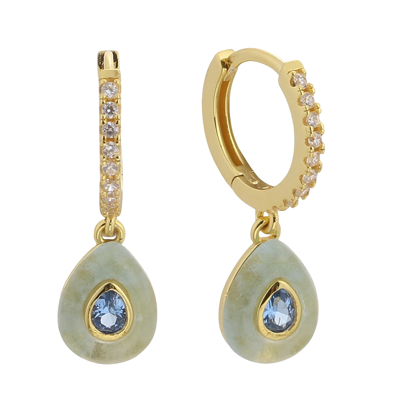 E08641B 925 sterlings&oslash;lv &oslash;redobb med CZ-akvamarin