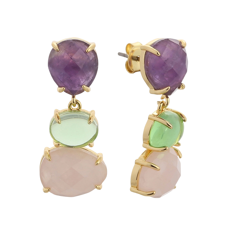 YE01766 925 sterlings&oslash;lv ametyst rosenkvarts &oslash;redobb