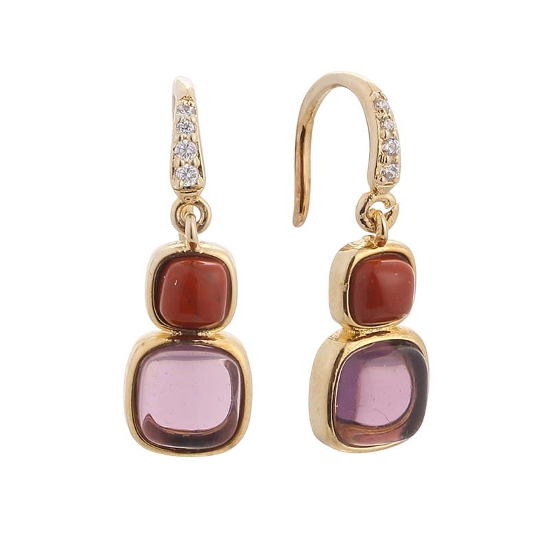 YE01818 925 sterlings&oslash;lv CZ jaspis &oslash;redobb