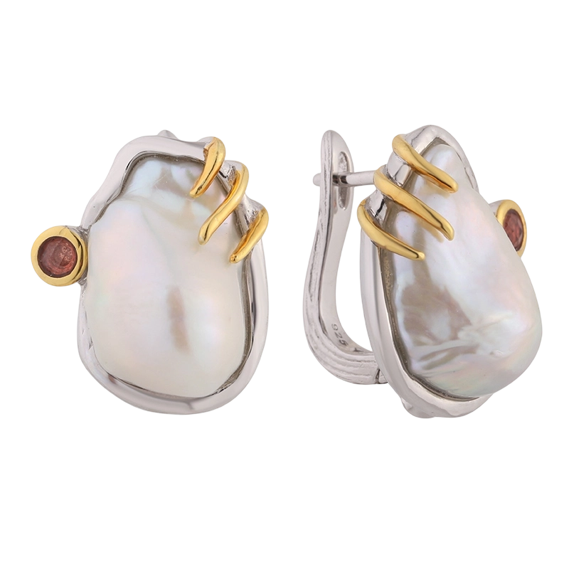 YE03283 &Oslash;redobber med granatperler i 925 sterlings&oslash;lv